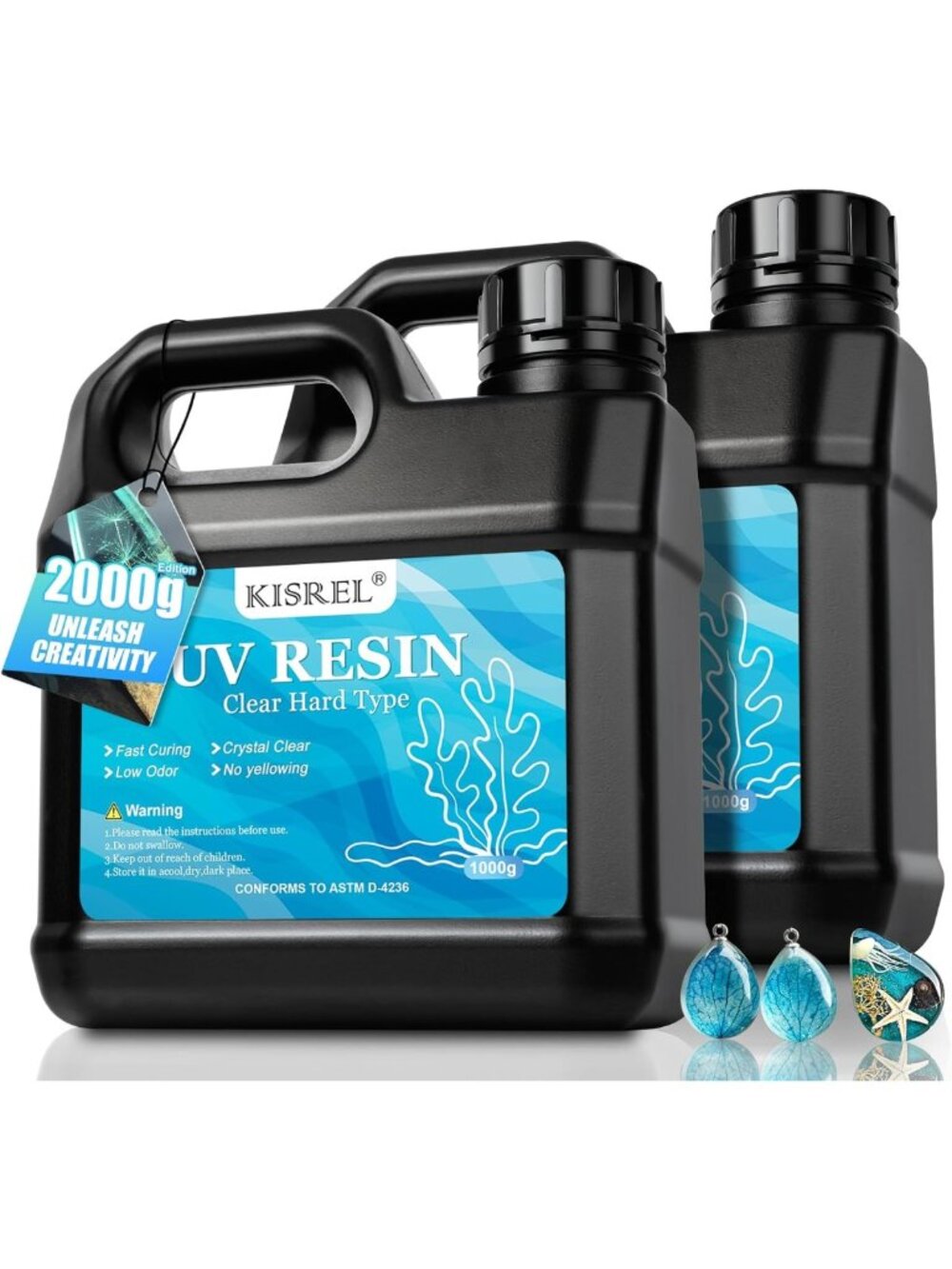 2000g UV Resin Kit - Crystal Clear Hard Epoxy for Jewelry & Craft Projects